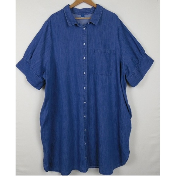 NEW Old Navy Womens Denim Shirt Dress SZ 3X Plus Size Minimalist Fall Casual - Picture 1 of 9